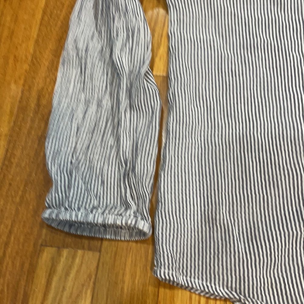 dylan White and Navy Striped Embroidered Peasant Blouse - Picture 2 of 8
